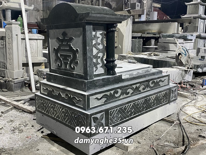 Mẫu Mộ đá 1 mái đẹp, chất lượng thiết kế dạng mái vòm, kích thước 81x127cm 18 Chi tiết phần mái của Mộ đá