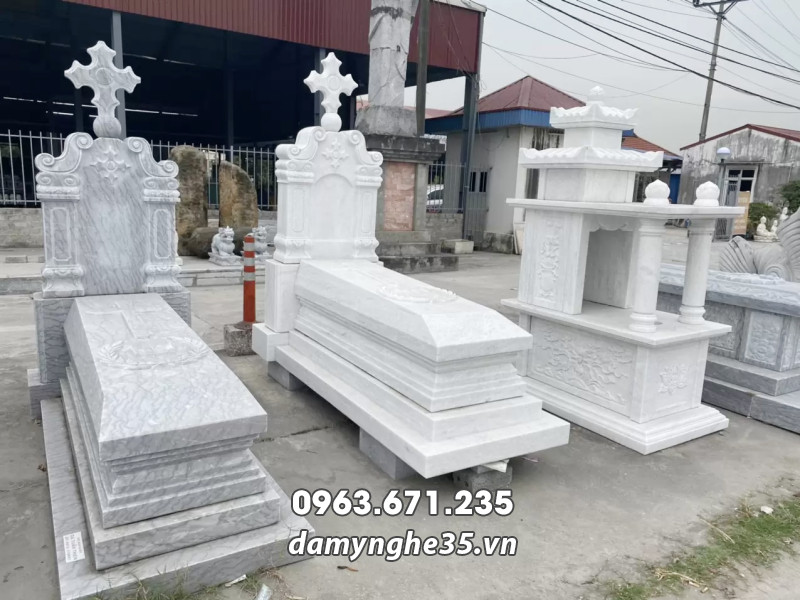 Xây Mộ công giáo bằng đá trắng - Mẫu Mộ đá trắng Công giáo đẹp 13 Xây Mộ công giáo bằng đá trắng - Mẫu Mộ đá trắng Công giáo đẹp