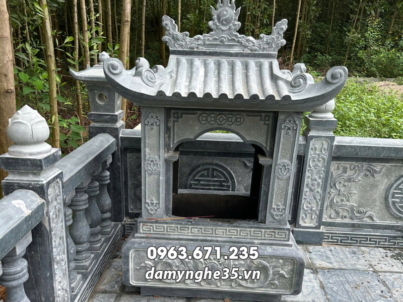 Khảo sát, tư vấn, thi công xây Lăng Mộ đá gia đình tại Phú Thọ 25 Lò hóa sớ 1 mái bằng đá xanh