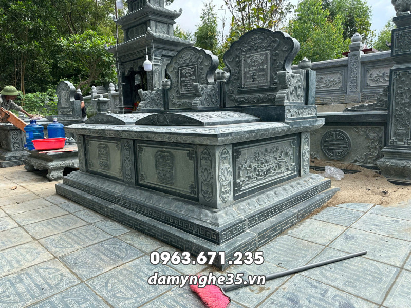 Khảo sát, tư vấn, thi công xây Lăng Mộ đá gia đình tại Phú Thọ 31 Mộ đôi không mái đẹp tại Phú Thọ