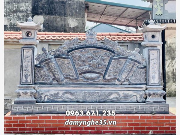 Đá Mỹ Nghệ 35 - Xây Lăng Mộ đá, Mộ đá Ninh Bình 119 Cuốn thư đá xanh đen tự nhiên