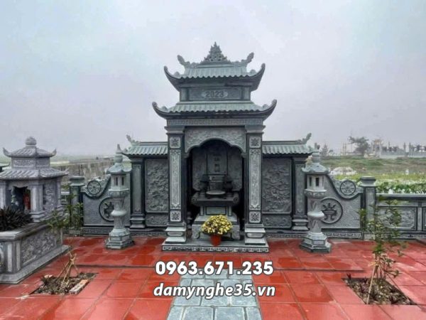 Đá Mỹ Nghệ 35 - Xây Lăng Mộ đá, Mộ đá Ninh Bình 107 Lầu thờ đá 2 mái đẹp - chất lượng