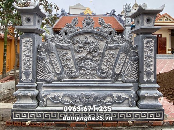 Đá Mỹ Nghệ 35 - Xây Lăng Mộ đá, Mộ đá Ninh Bình 125 Mẫu Cuốn thư đá Long cuốn thủy