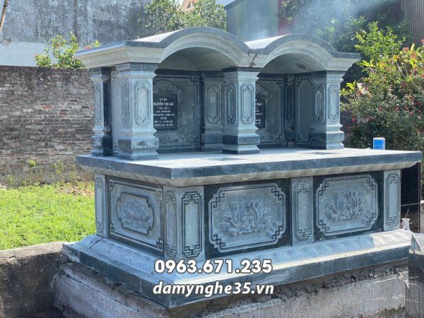 Đá Mỹ Nghệ 35 - Xây Lăng Mộ đá, Mộ đá Ninh Bình 93 Mẫu Mộ đá đôi 1 mái Vòm đẹp cho Bố Mẹ tại làng Đá Ninh Bình