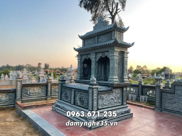 Mẫu Mộ đá đôi hai mái đẹp - Xây Mộ đá đôi Uy tín