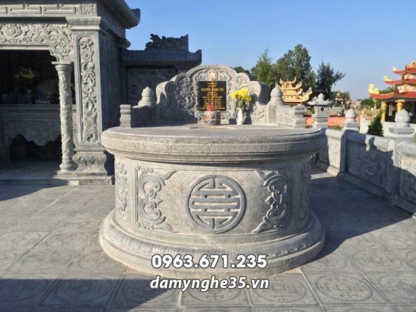 Mẫu Mộ đá tròn đẹp cho Ông Bà - Cha Mẹ