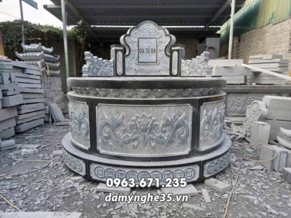 Mẫu Mộ tổ tròn - Mộ đá tròn đá xanh rêu nguyên khối
