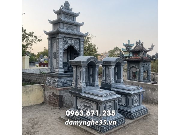 Mộ đá 1 mái đẹp tại Khu Lăng Mộ Bố Mẹ gia chủ tại Nam Định
