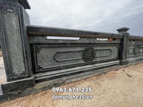 Mẫu Lan can đá xanh đẹp - liền khối - Tường Rào đá
