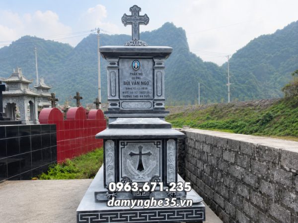 Mẫu Mộ Đá Công Giáo Đẹp (Đá Xanh Đen Thanh Hóa), Giá Tốt 2026