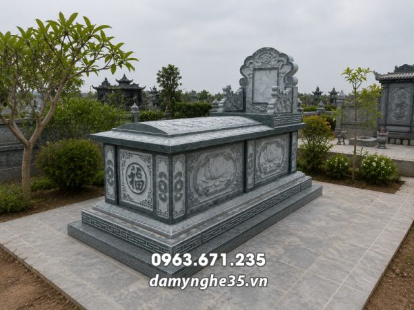 Mẫu Mộ đá Tam Sơn, đá xanh Thanh Hóa, Kích thước 89cm x 167cm