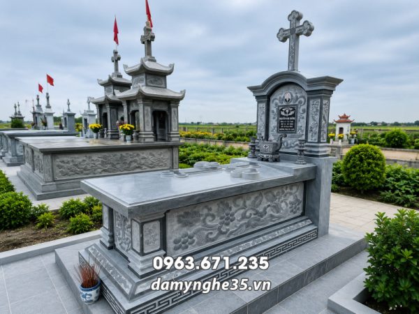 Đá Mỹ Nghệ 35 - Xây Lăng Mộ đá, Mộ đá Ninh Bình 65 Mẫu Mộ đá công giáo đẹp, chất lượng, giá tốt tại Ninh Bình