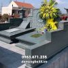Mẫu Mộ đá đôi đá xanh rêu nguyên khối hiện đại, đơn giản