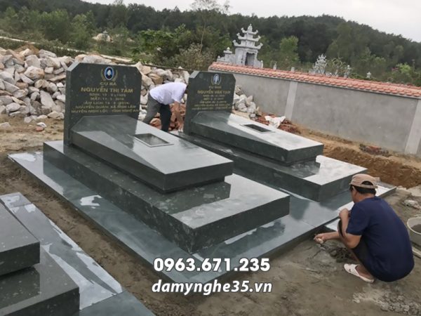 Mẫu Mộ đá xanh rêu chôn 1 lần đẹp - Mộ an táng 1 lần