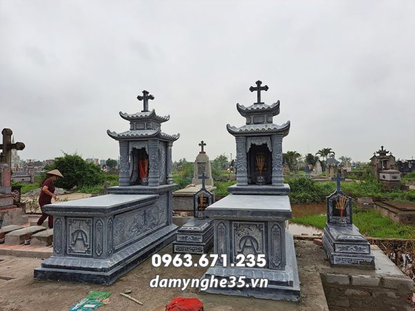 Xây Mộ Công giáo 2 mái đẹp, chất lượng, giá hợp lý