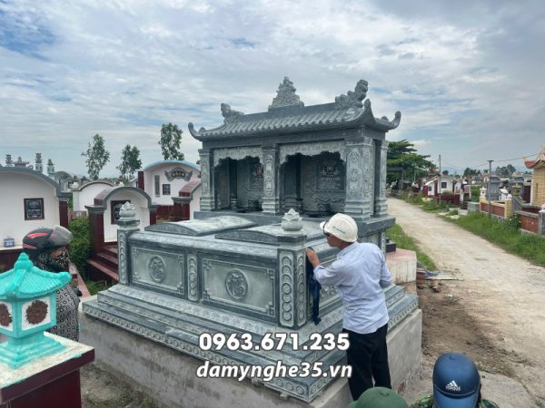 Tư vấn lắp đặt Mộ Đá Đôi 1 Mái Đẹp cho Bố Mẹ bằng đá xanh Thanh Hóa chất lượng 14 Lap Dat Mo Da Doi tren Toan quoc
