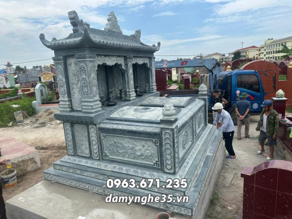 Tư vấn lắp đặt Mộ Đá Đôi 1 Mái Đẹp cho Bố Mẹ bằng đá xanh Thanh Hóa chất lượng 12 Mau Mo Doi Dep Chat luong cao