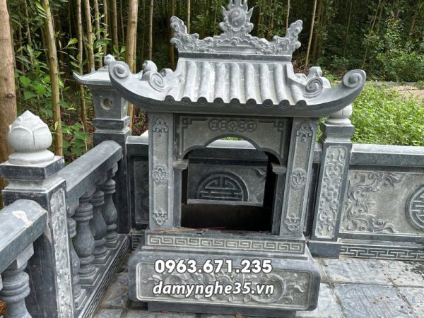 Khảo sát, tư vấn, thi công xây Lăng Mộ đá gia đình tại Phú Thọ 12 Lo hoa so 1 mai bang da xanh